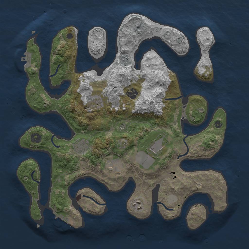 Rust Map: Procedural Map, Size: 3500, Seed: 1262621393, 15 Monuments