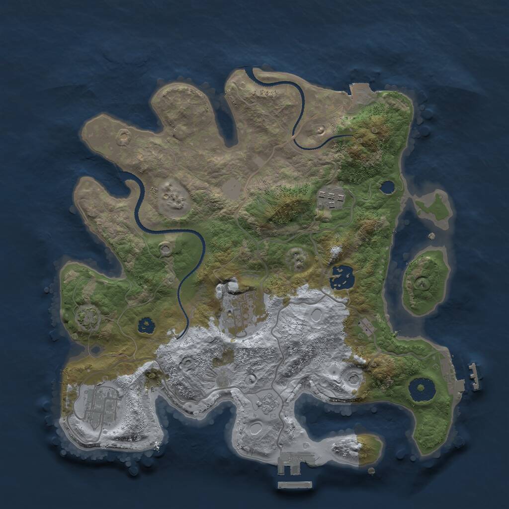 Rust Map: Procedural Map, Size: 3000, Seed: 865104, 10 Monuments