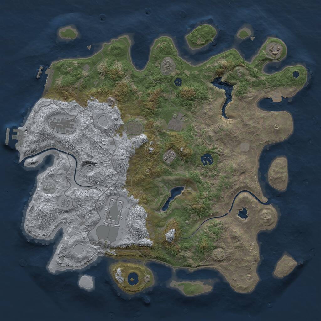Rust Map: Procedural Map, Size: 4000, Seed: 58656596, 13 Monuments