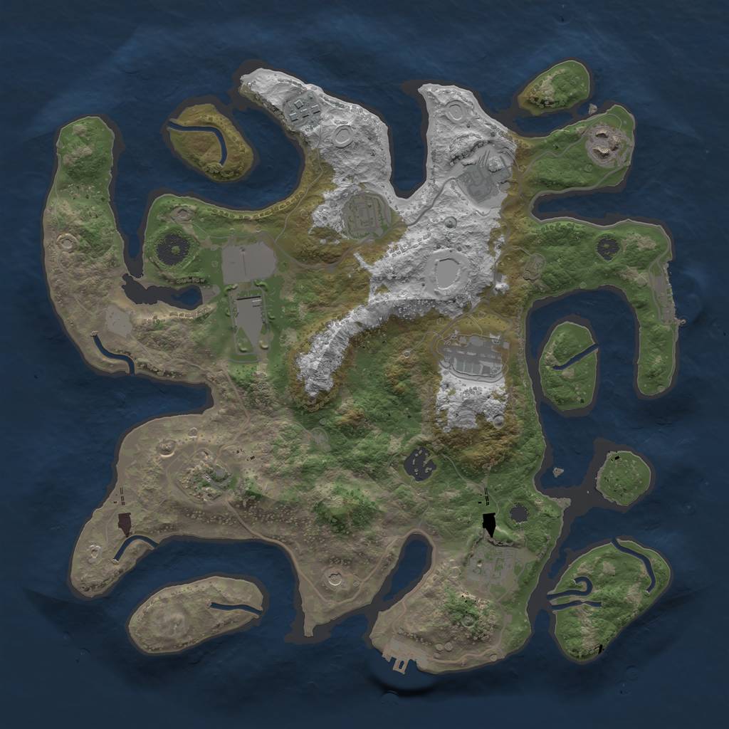 Rust Map: Procedural Map, Size: 3500, Seed: 986178931, 17 Monuments