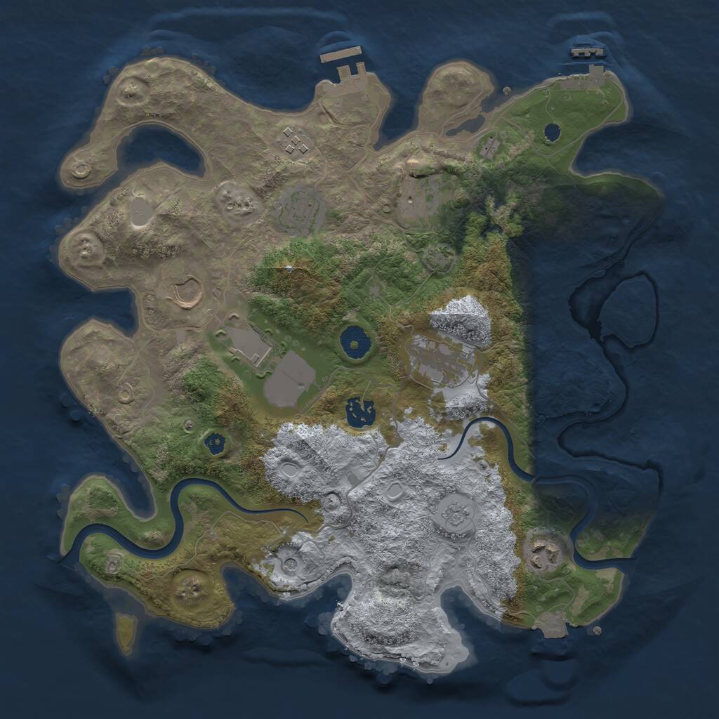 Rust Map: Procedural Map, Size: 3500, Seed: 1787718958, 14 Monuments