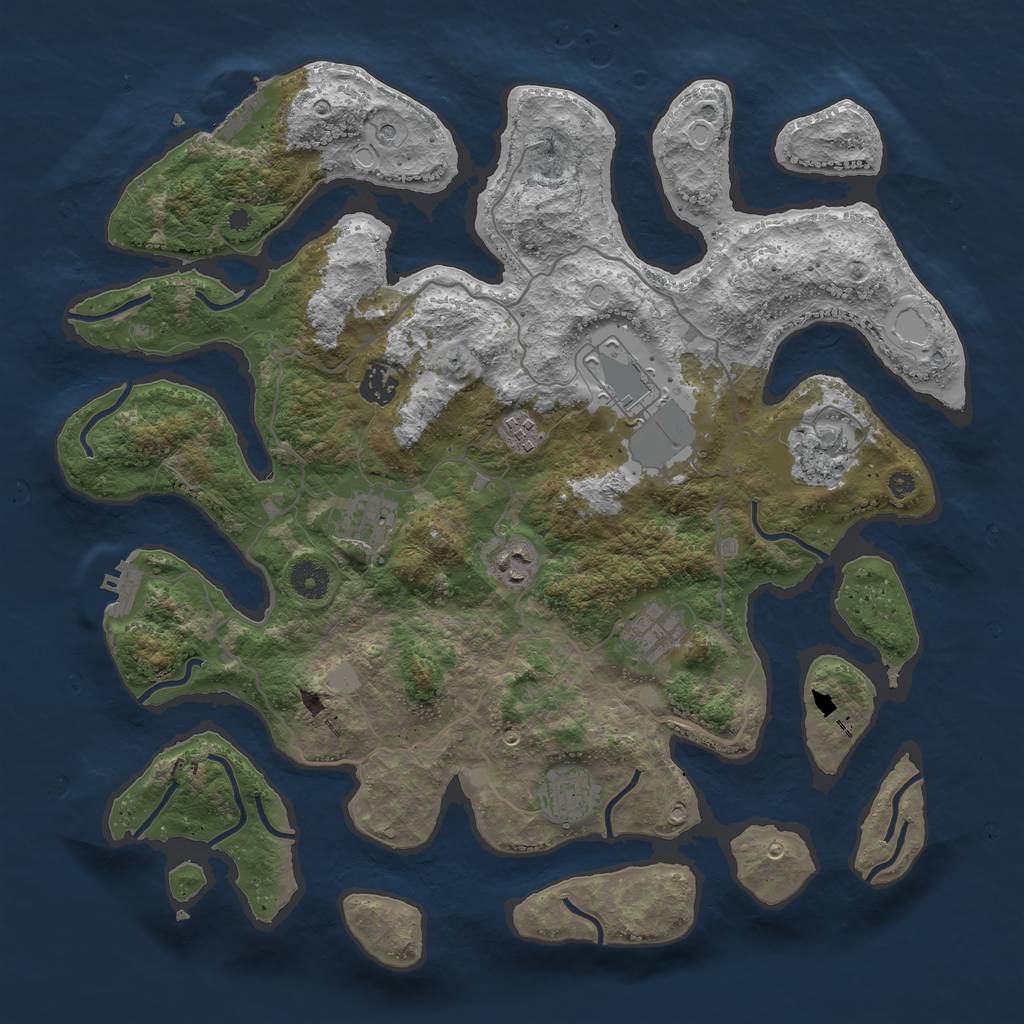 Rust Map: Procedural Map, Size: 4000, Seed: 111821, 16 Monuments