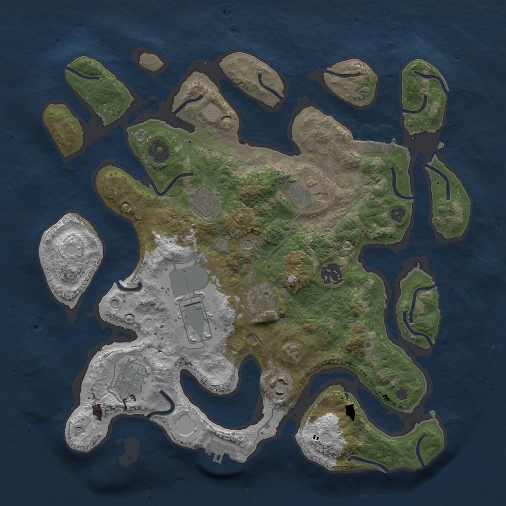 Rust Map: Procedural Map, Size: 3500, Seed: 2029955848, 15 Monuments