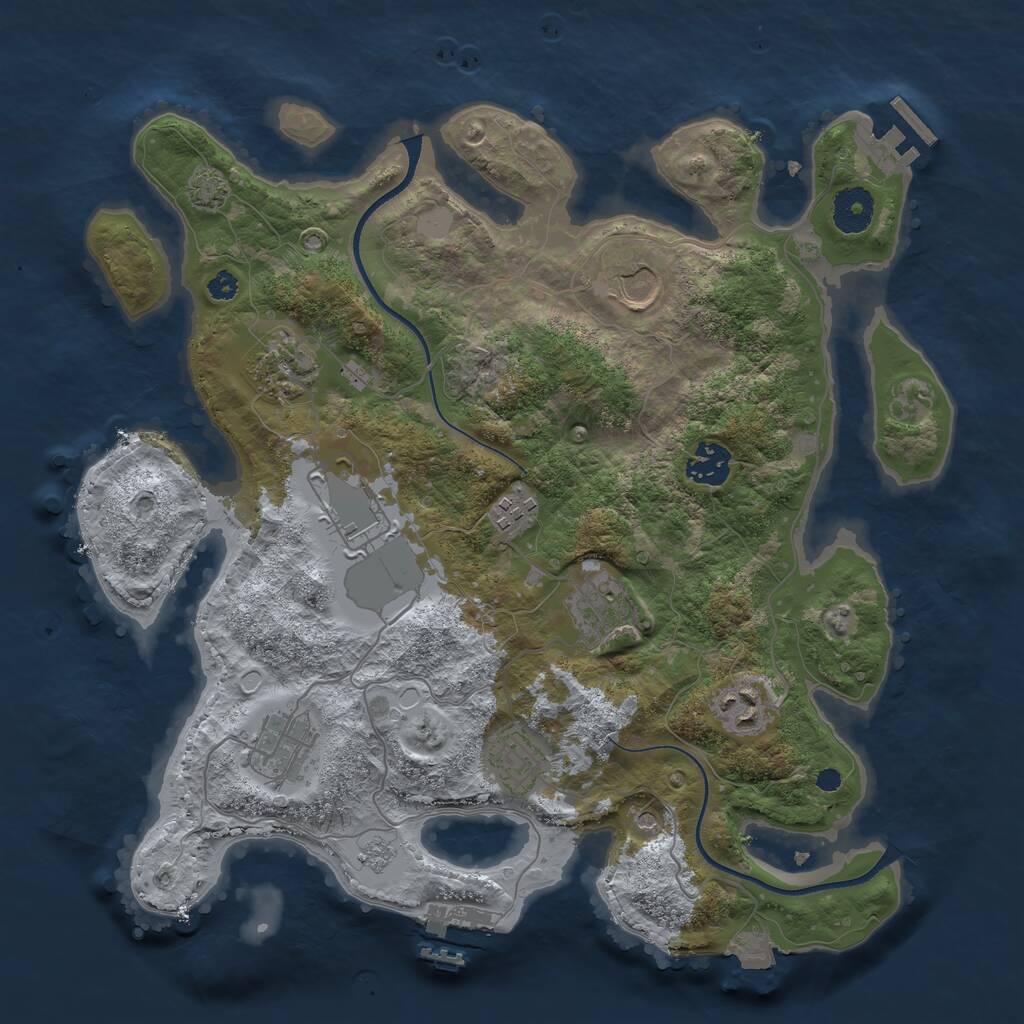 Rust Map: Procedural Map, Size: 3500, Seed: 2029955848, 15 Monuments