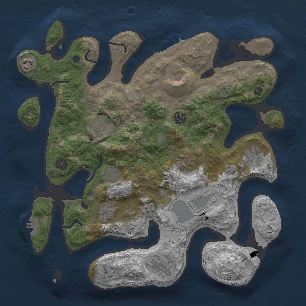 Rust Map: Procedural Map, Size: 3700, Seed: 1490065579, 18 Monuments