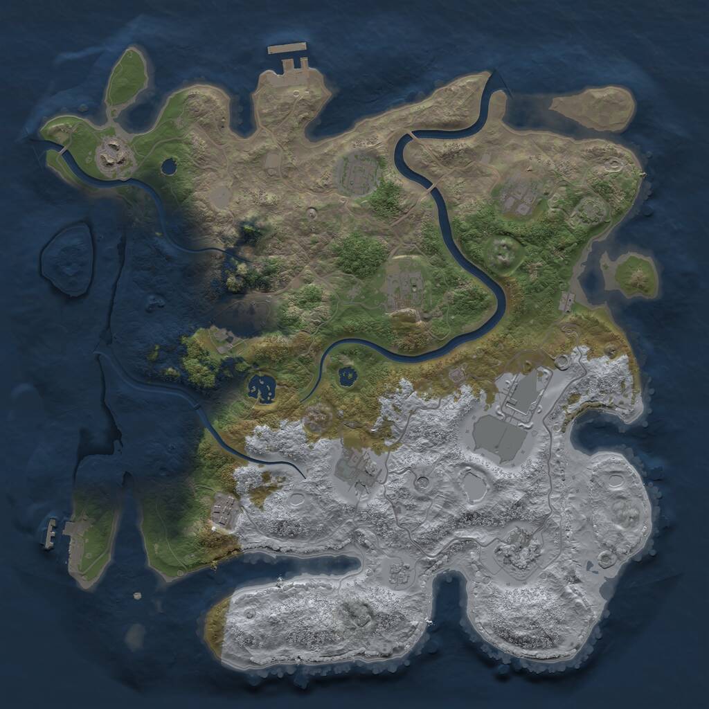 Rust Map: Procedural Map, Size: 3700, Seed: 1490065579, 16 Monuments
