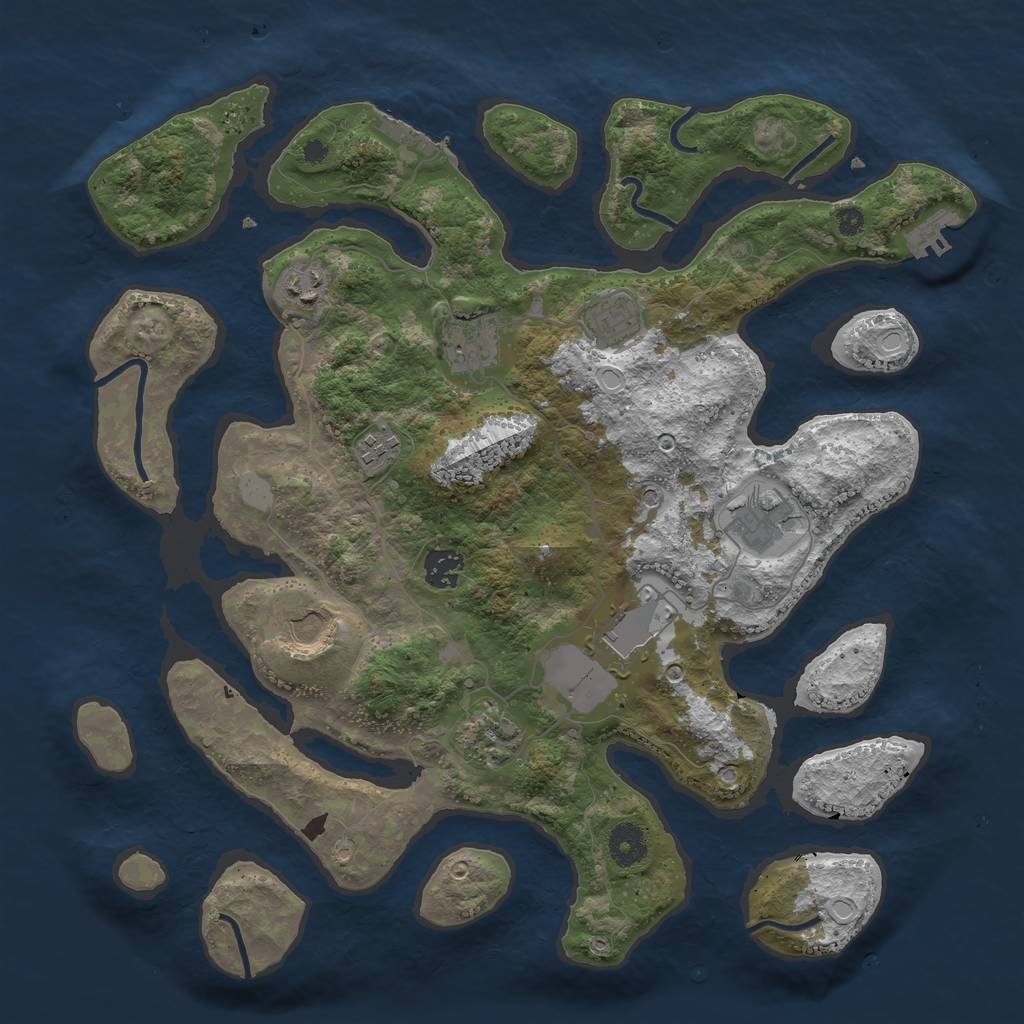 Rust Map: Procedural Map, Size: 3800, Seed: 54745675, 17 Monuments