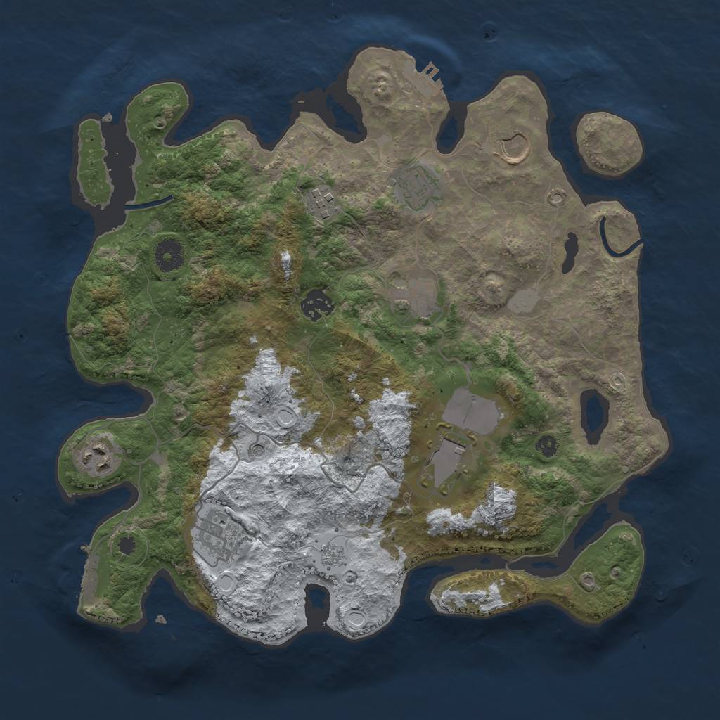 Rust Map: Procedural Map, Size: 3500, Seed: 1913251390, 17 Monuments