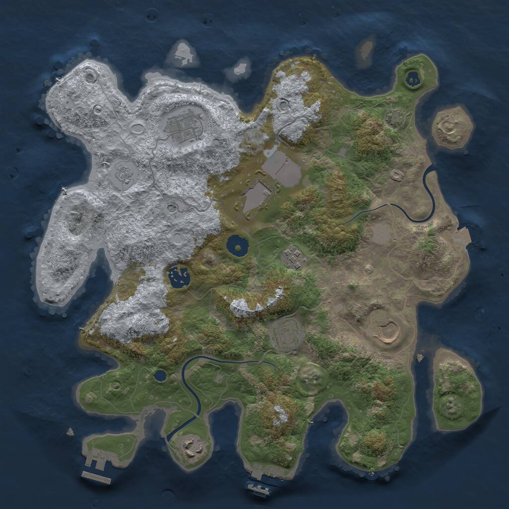 Rust Map: Procedural Map, Size: 3500, Seed: 61009, 13 Monuments