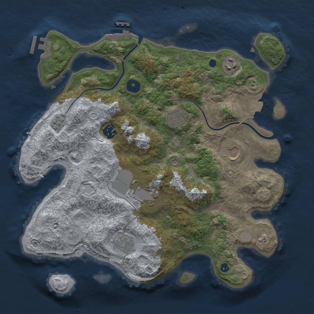 Rust Map: Procedural Map, Size: 3500, Seed: 100566695, 13 Monuments