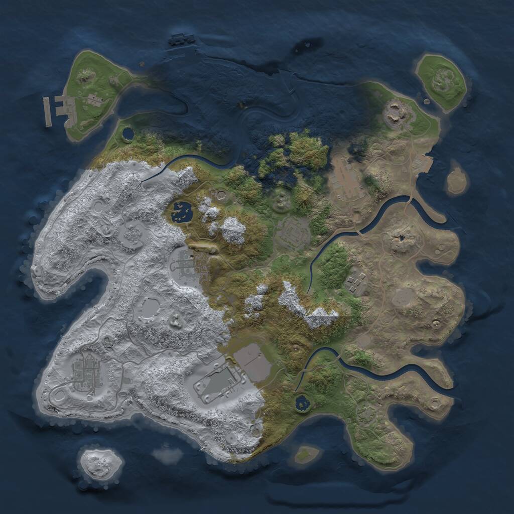Rust Map: Procedural Map, Size: 3500, Seed: 100566695, 14 Monuments