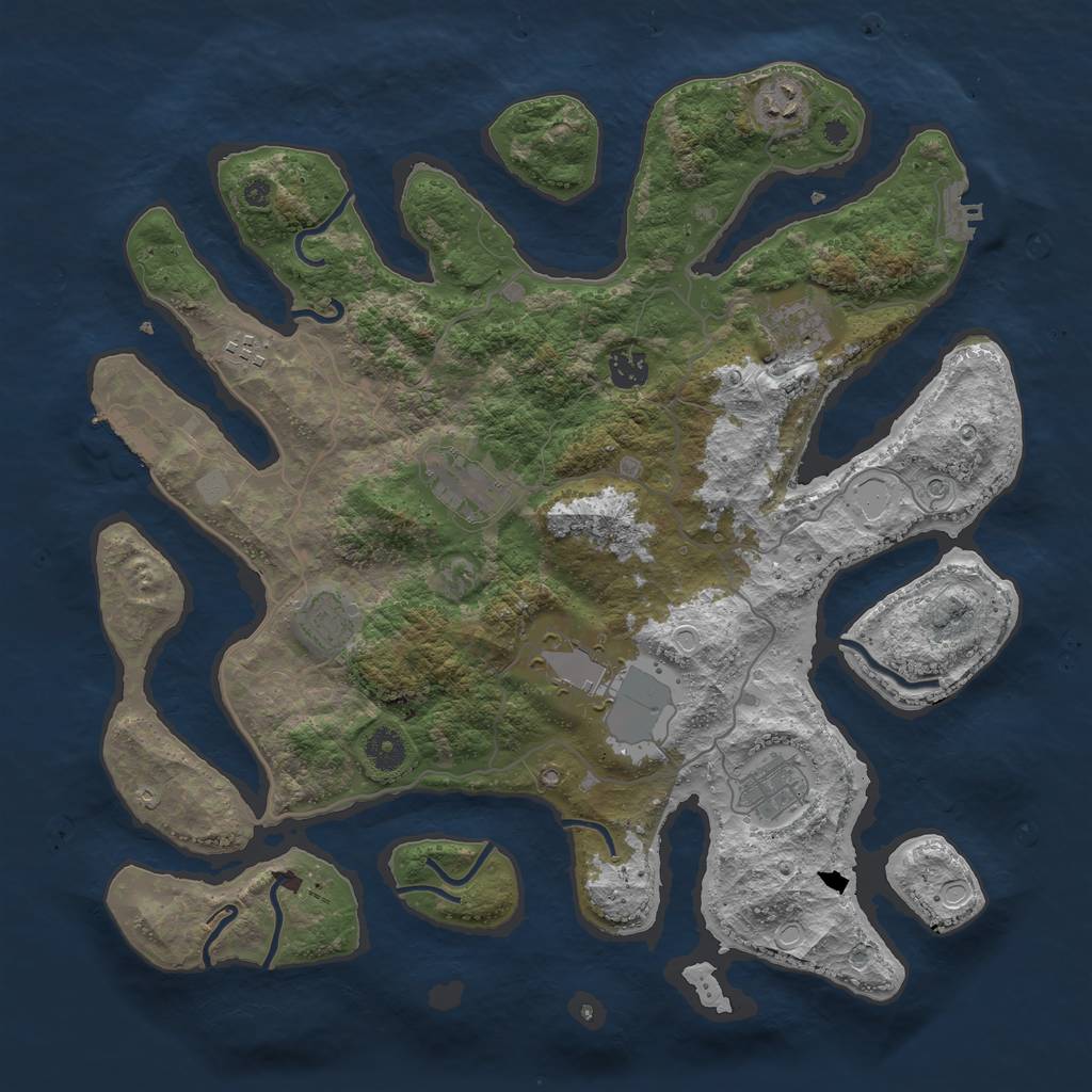 Rust Map: Procedural Map, Size: 4000, Seed: 4264, 16 Monuments