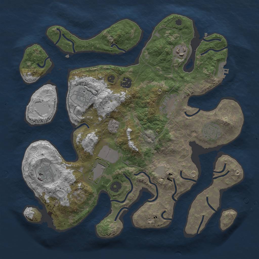 Rust Map: Procedural Map, Size: 3500, Seed: 1110100860, 14 Monuments
