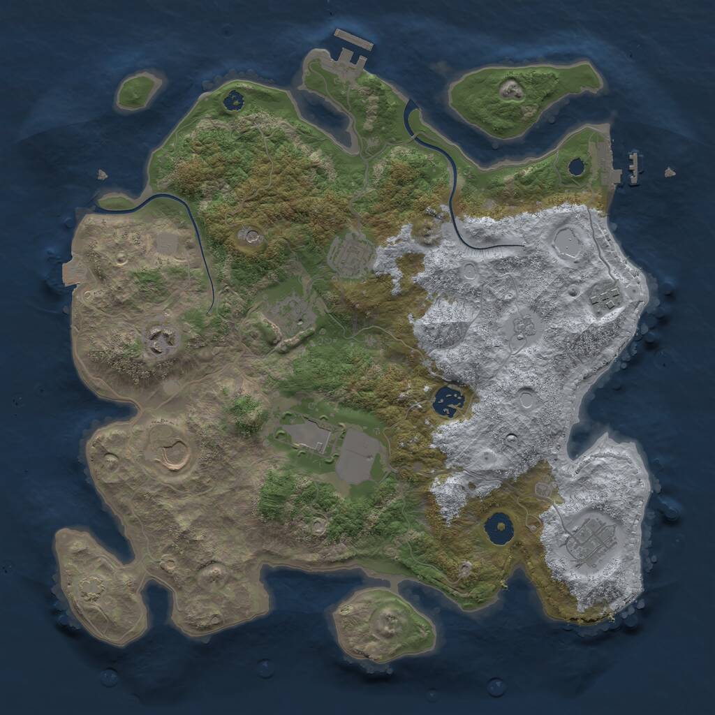 Rust Map: Procedural Map, Size: 3600, Seed: 2082988474, 14 Monuments