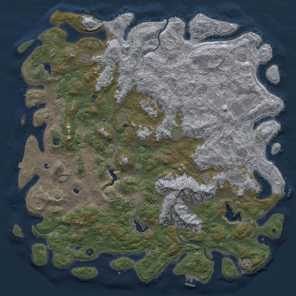 Rust Map: Procedural Map, Size: 6000, Seed: 695684769, 17 Monuments