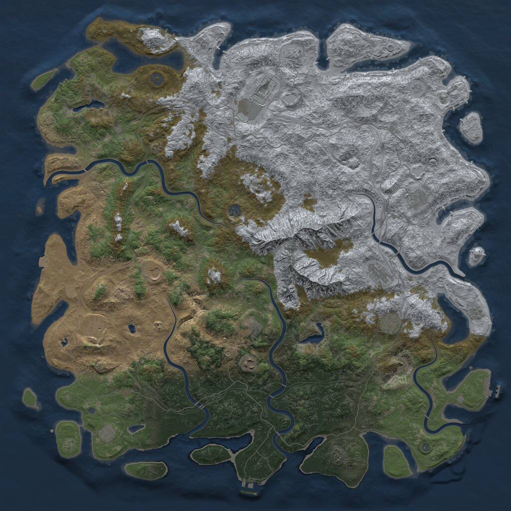 Rust Map: Procedural Map, Size: 6000, Seed: 695684769, 17 Monuments