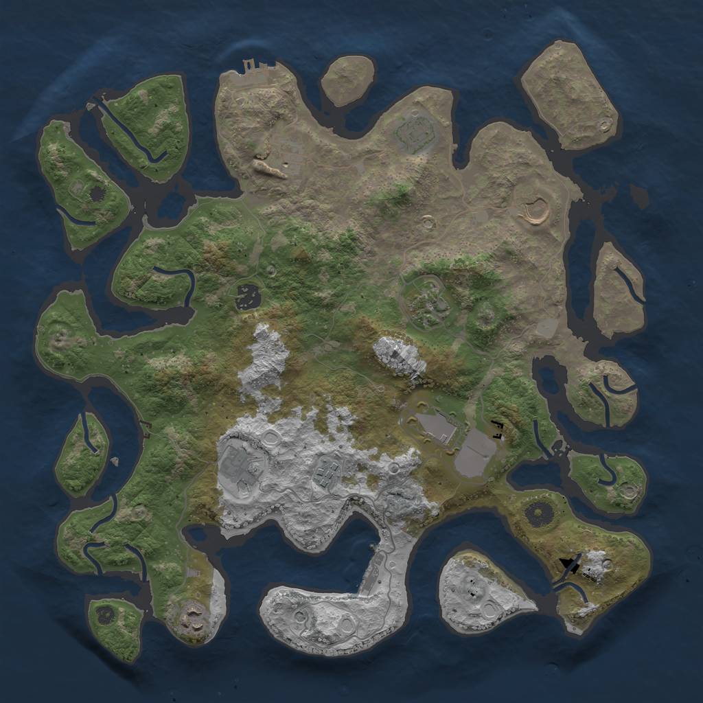 Rust Map: Procedural Map, Size: 3950, Seed: 32210291, 17 Monuments