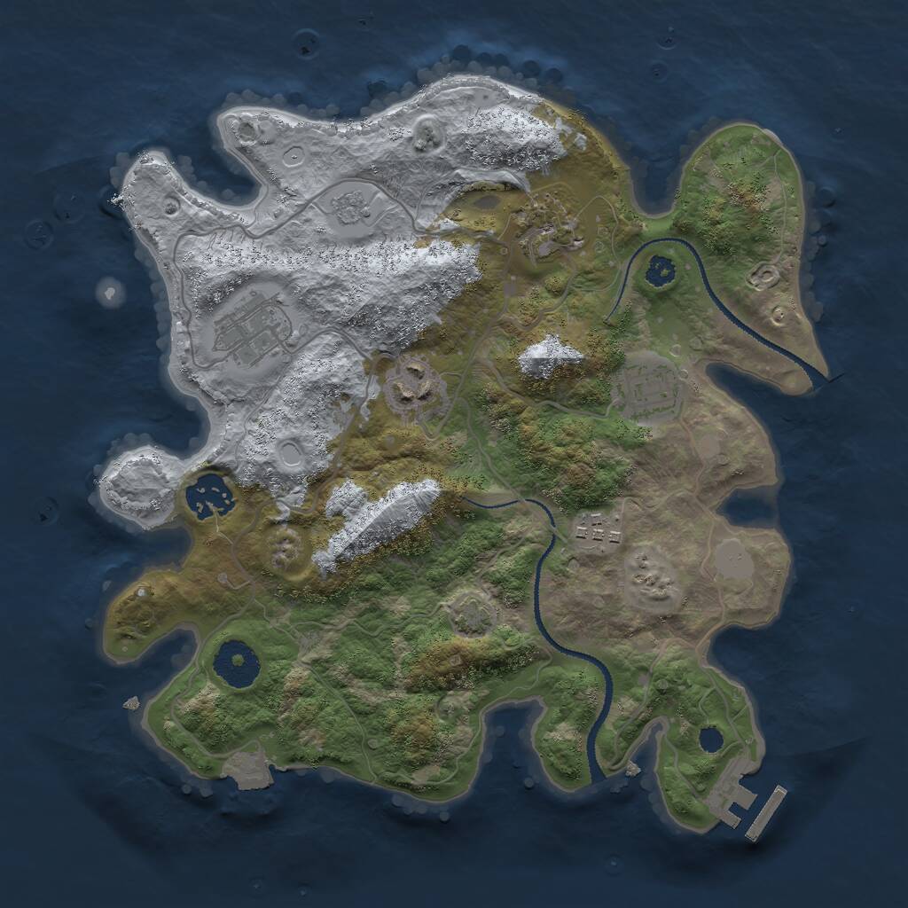 Rust Map: Procedural Map, Size: 3000, Seed: 740308, 10 Monuments