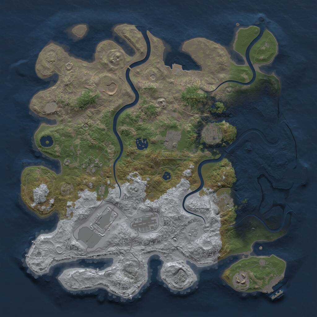 Rust Map: Procedural Map, Size: 3800, Seed: 1353235806, 16 Monuments