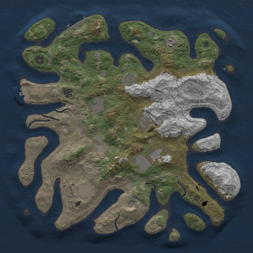 Rust Map: Procedural Map, Size: 4200, Seed: 1888, 18 Monuments