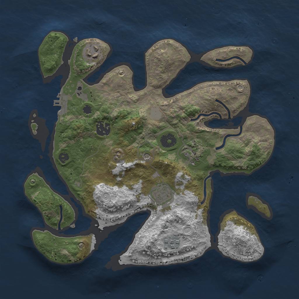 Rust Map: Procedural Map, Size: 3000, Seed: 9899, 12 Monuments