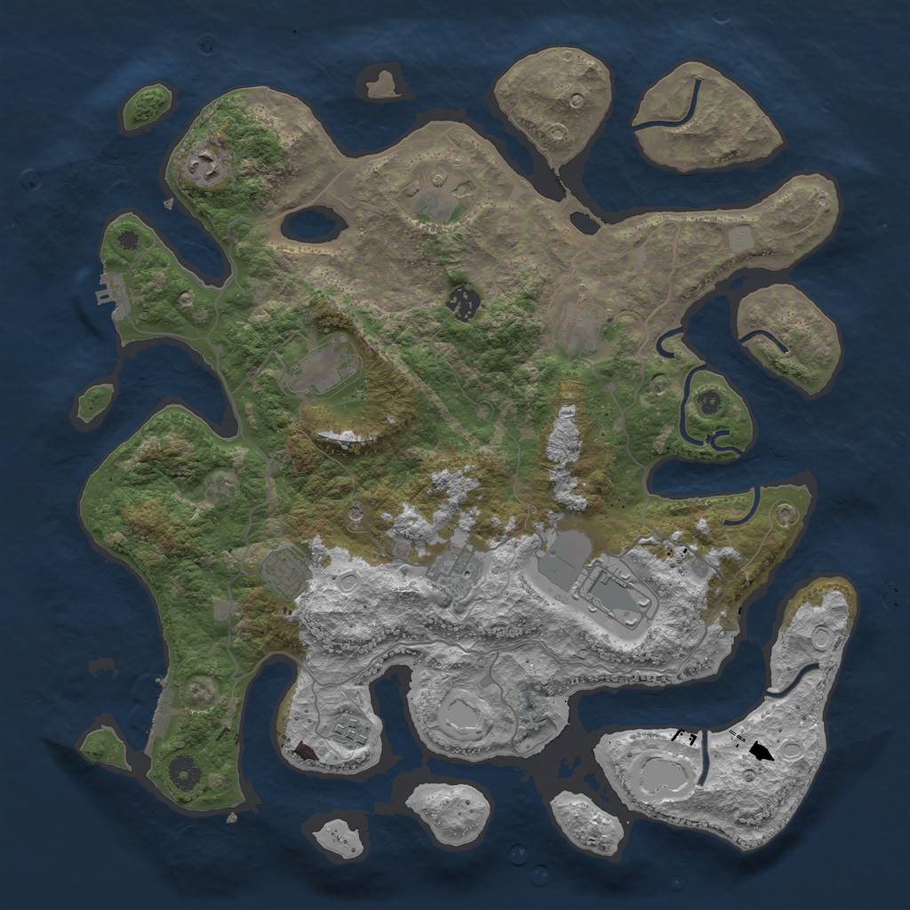 Rust Map: Procedural Map, Size: 4100, Seed: 23674, 17 Monuments