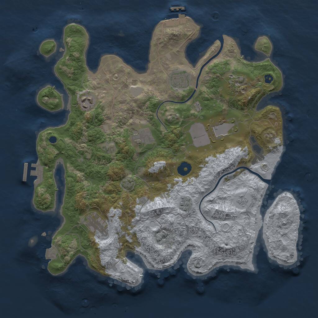 Rust Map: Procedural Map, Size: 3500, Seed: 1796197446, 12 Monuments