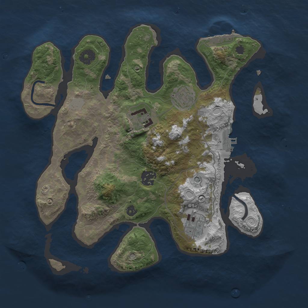 Rust Map: Procedural Map, Size: 3000, Seed: 2487872, 12 Monuments