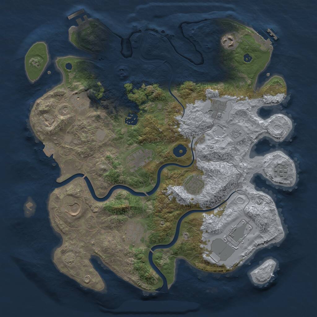 Rust Map: Procedural Map, Size: 3700, Seed: 60950000, 16 Monuments