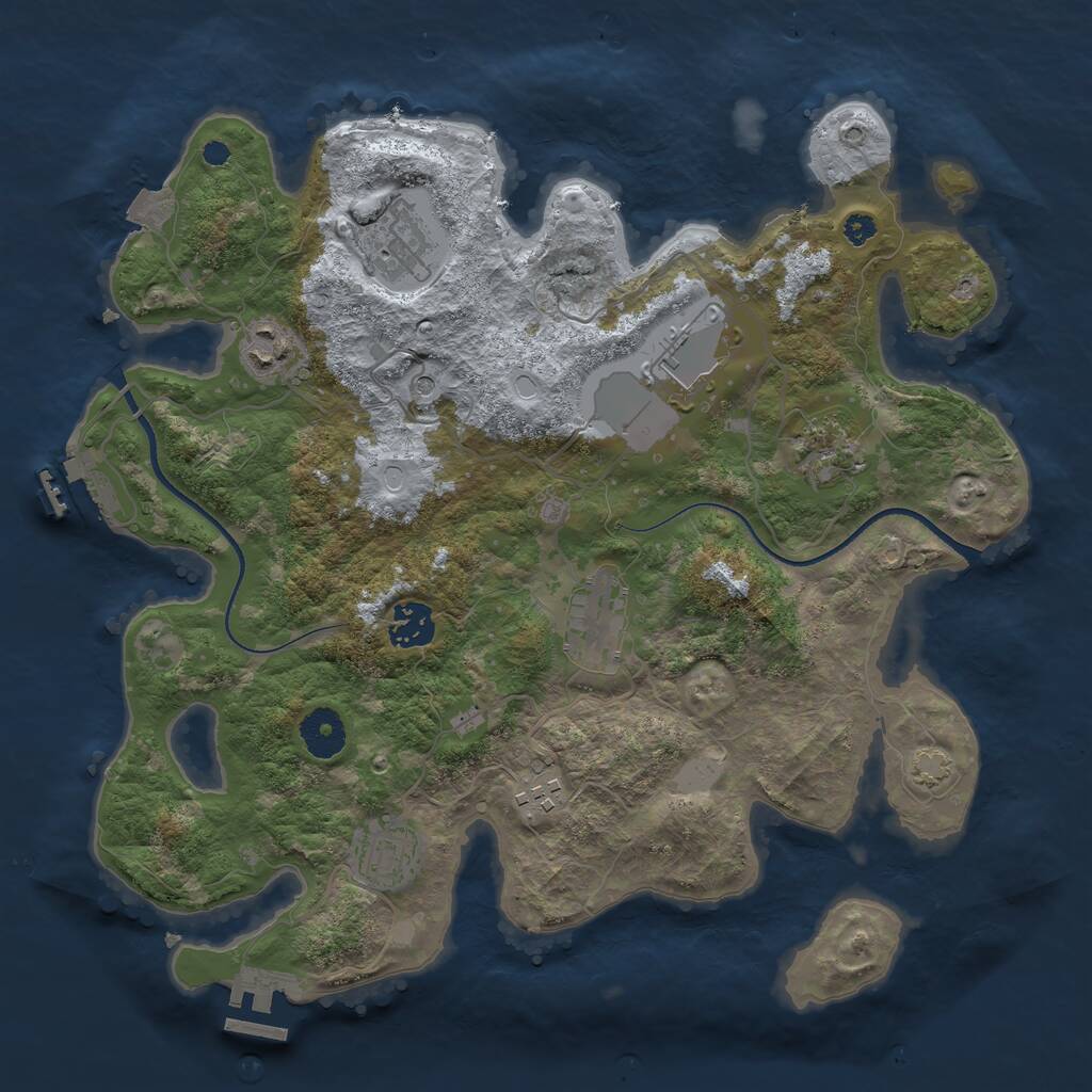 Rust Map: Procedural Map, Size: 3500, Seed: 7038, 13 Monuments