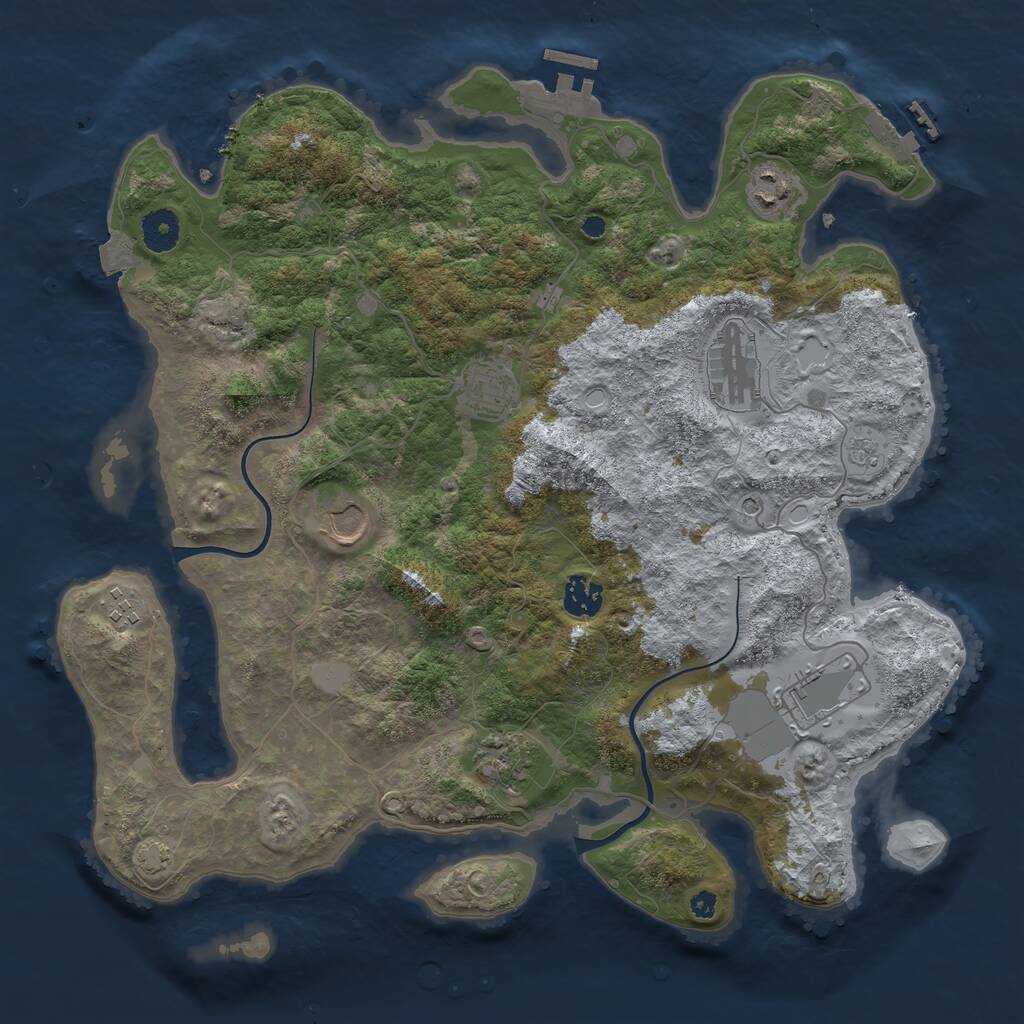Rust Map: Procedural Map, Size: 3800, Seed: 232598, 14 Monuments