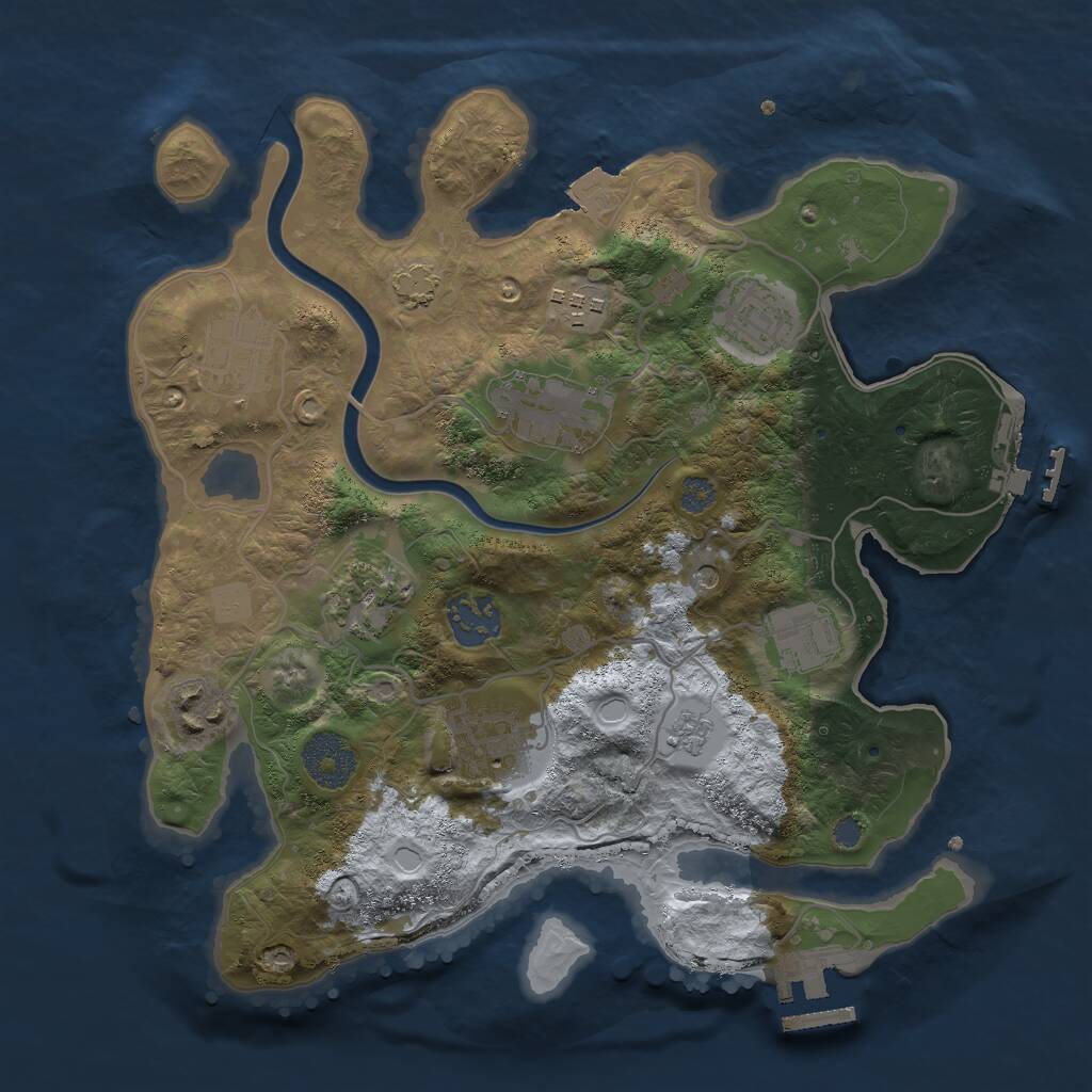 Rust Map: Procedural Map, Size: 3000, Seed: 525850, 14 Monuments