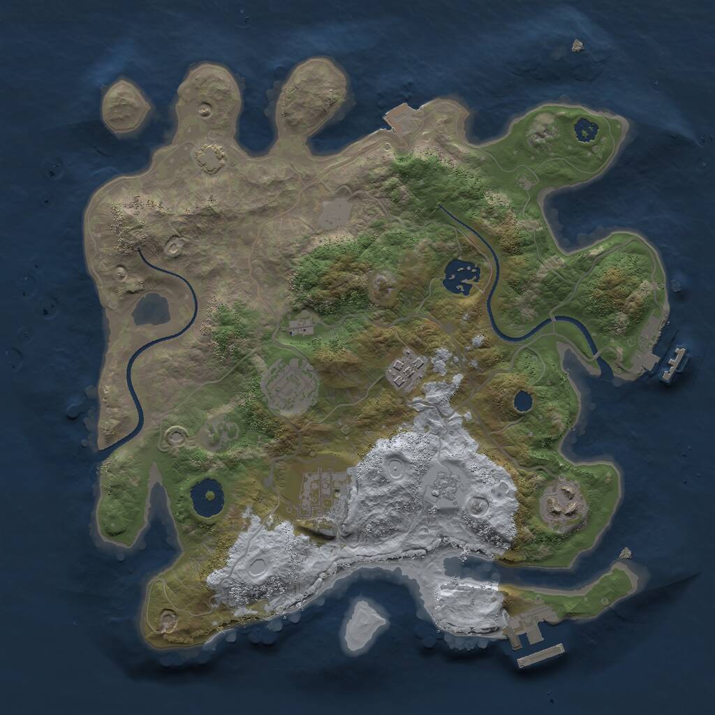 Rust Map: Procedural Map, Size: 3000, Seed: 525850, 10 Monuments