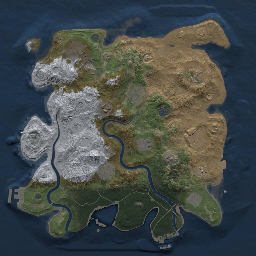 Rust Map: Procedural Map, Size: 3550, Seed: 416109, 15 Monuments