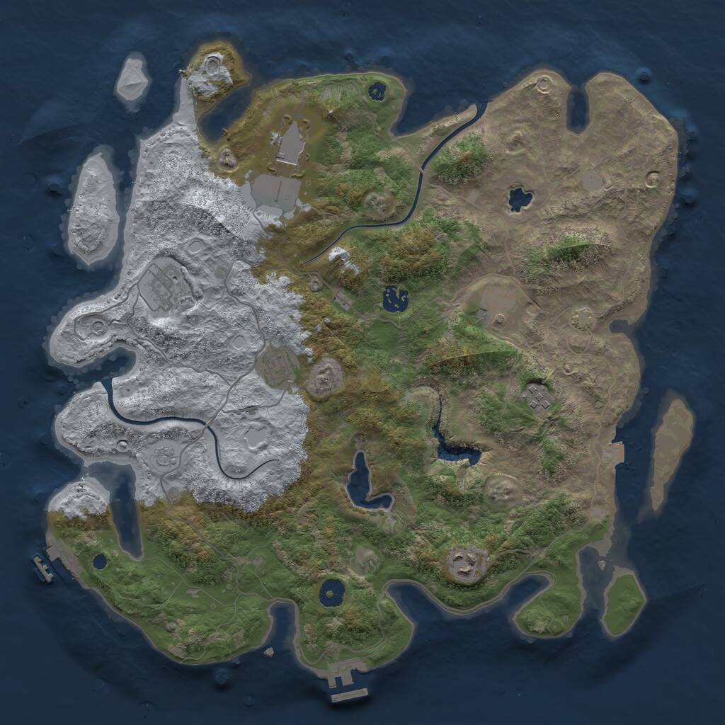 Rust Map: Procedural Map, Size: 4000, Seed: 394471147, 13 Monuments