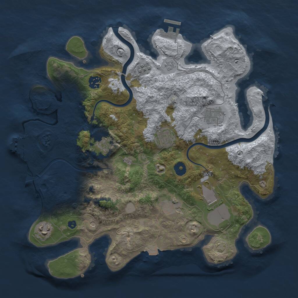Rust Map: Procedural Map, Size: 3500, Seed: 777749341, 14 Monuments