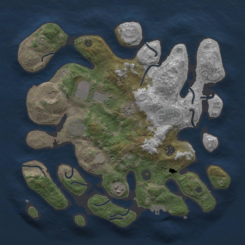 Rust Map: Procedural Map, Size: 3500, Seed: 182750222, 13 Monuments