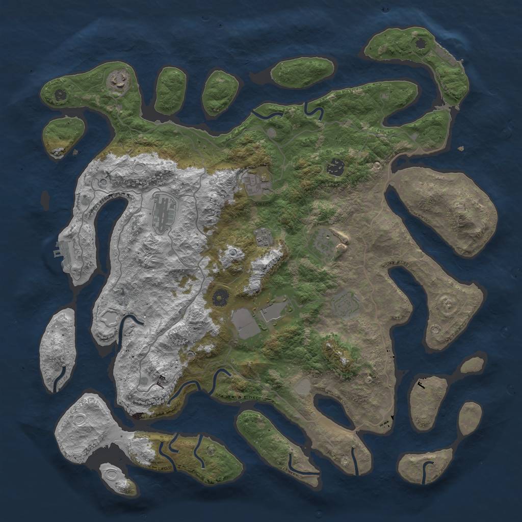 Rust Map: Procedural Map, Size: 4500, Seed: 38746305, 16 Monuments