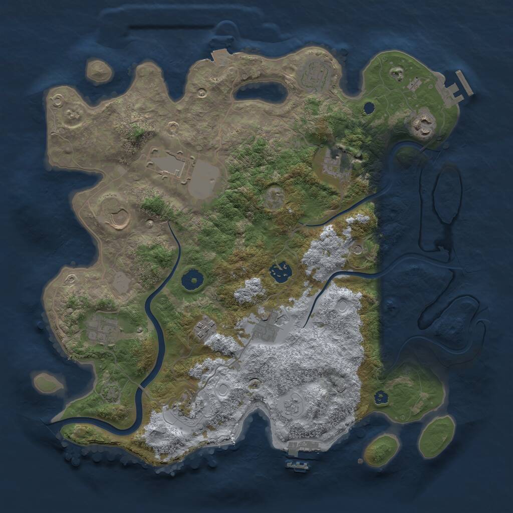 Rust Map: Procedural Map, Size: 3700, Seed: 1398828596, 16 Monuments