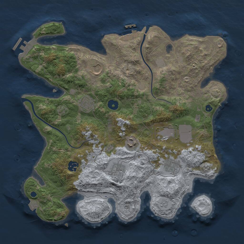 Rust Map: Procedural Map, Size: 3500, Seed: 731143706, 13 Monuments