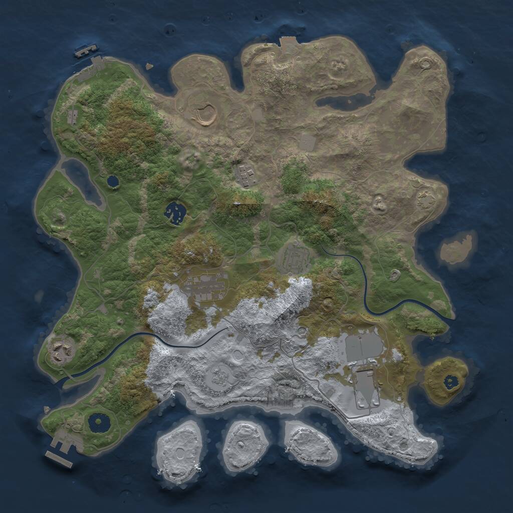 Rust Map: Procedural Map, Size: 3600, Seed: 1101, 13 Monuments
