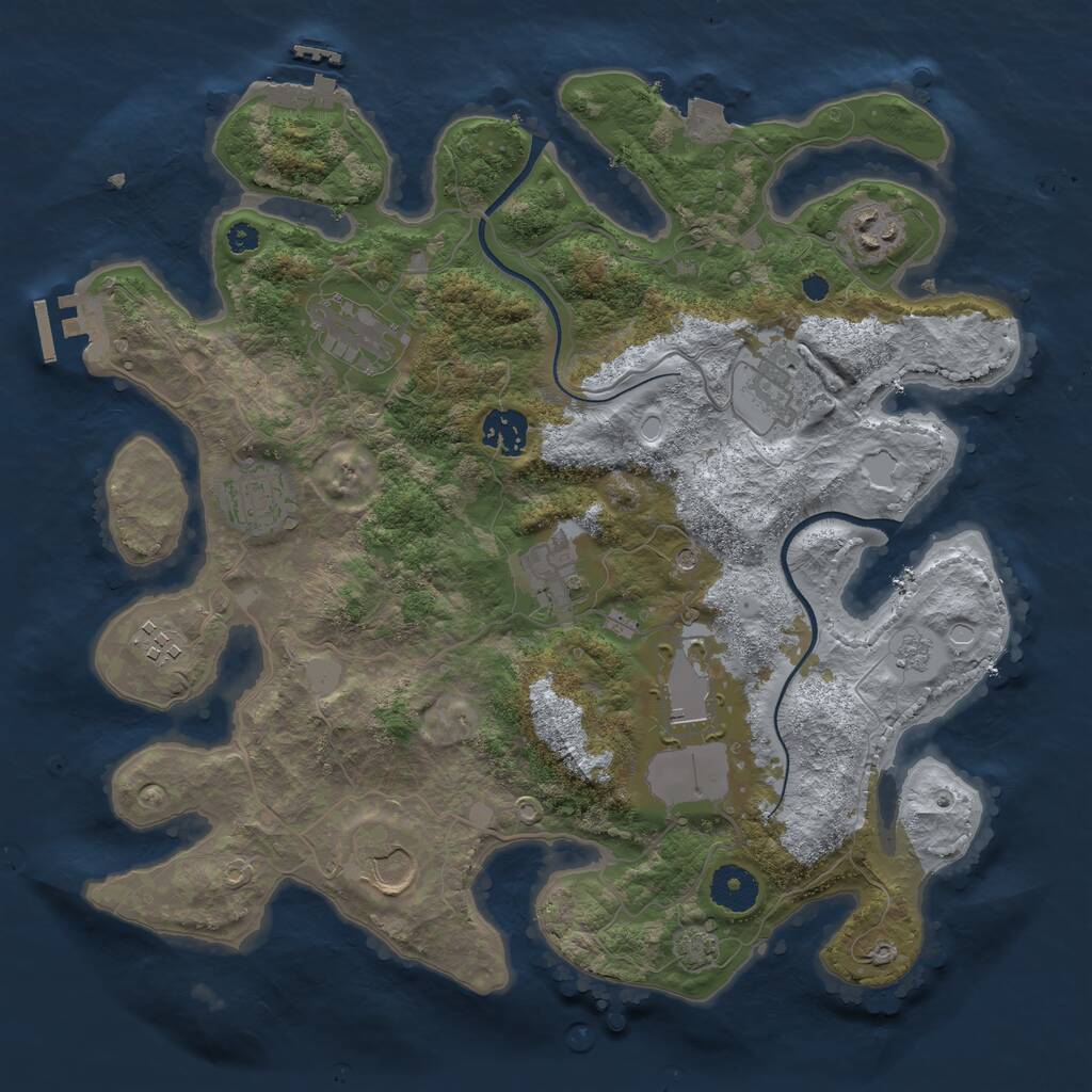 Rust Map: Procedural Map, Size: 3500, Seed: 618587145, 15 Monuments