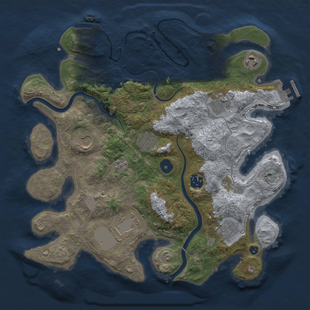 Rust Map: Procedural Map, Size: 3500, Seed: 618587145, 14 Monuments