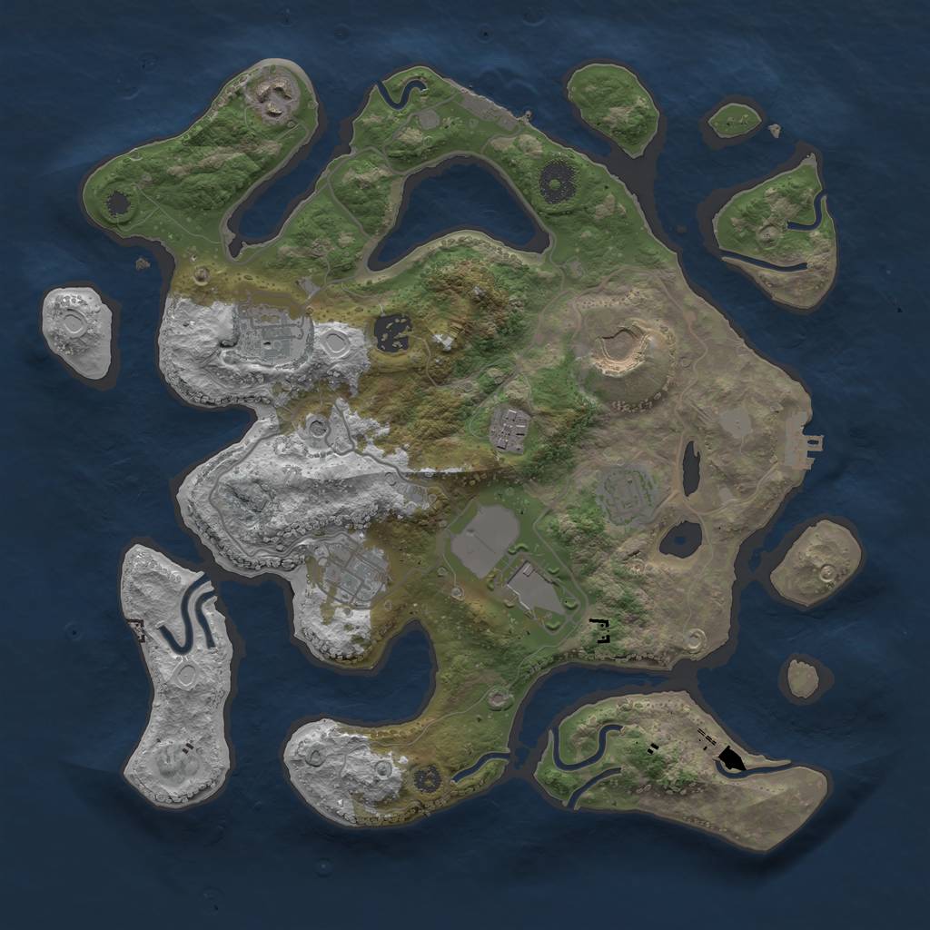 Rust Map: Procedural Map, Size: 3500, Seed: 737087734, 16 Monuments