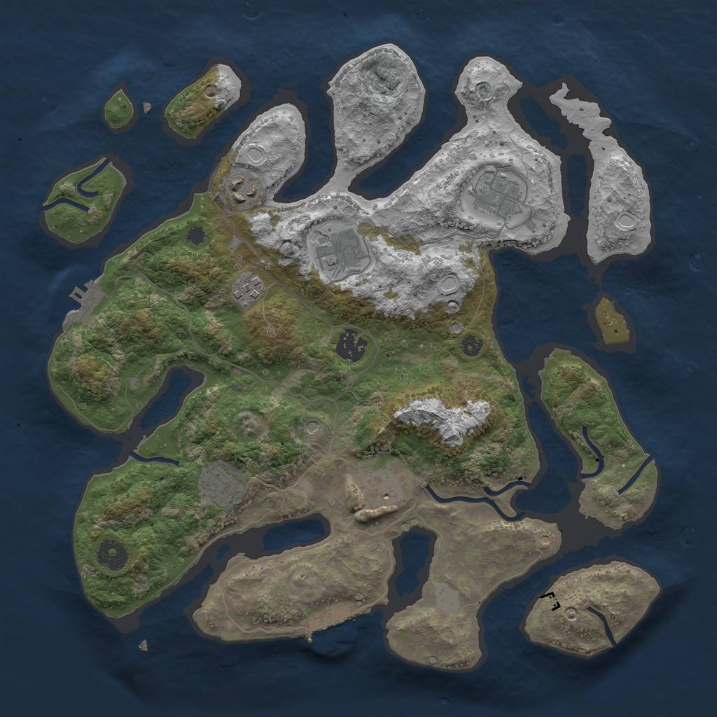 Rust Map: Procedural Map, Size: 3550, Seed: 660232, 15 Monuments