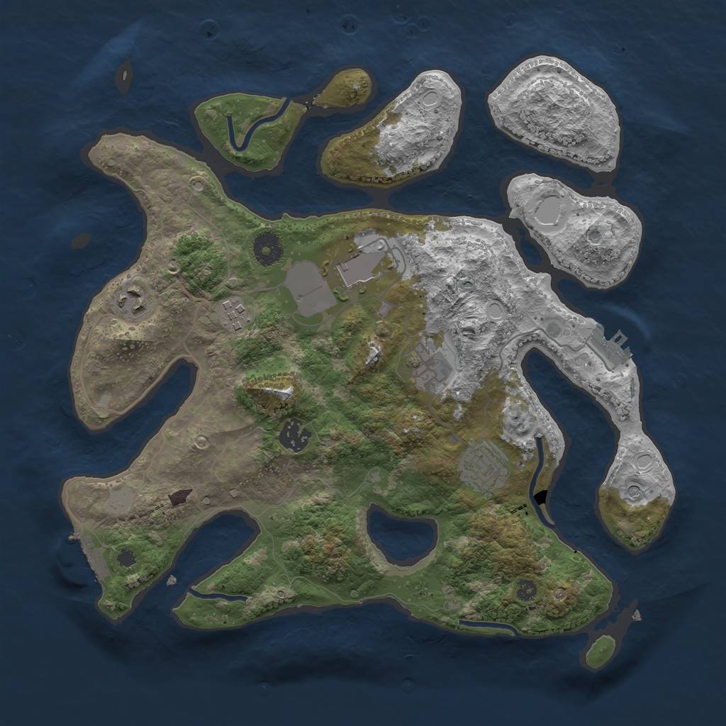 Rust Map: Procedural Map, Size: 3500, Seed: 335561770, 14 Monuments