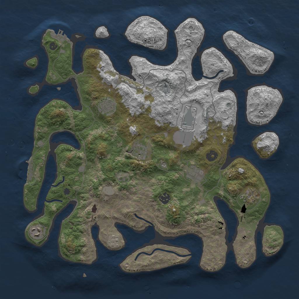 Rust Map: Procedural Map, Size: 4000, Seed: 12111994, 16 Monuments