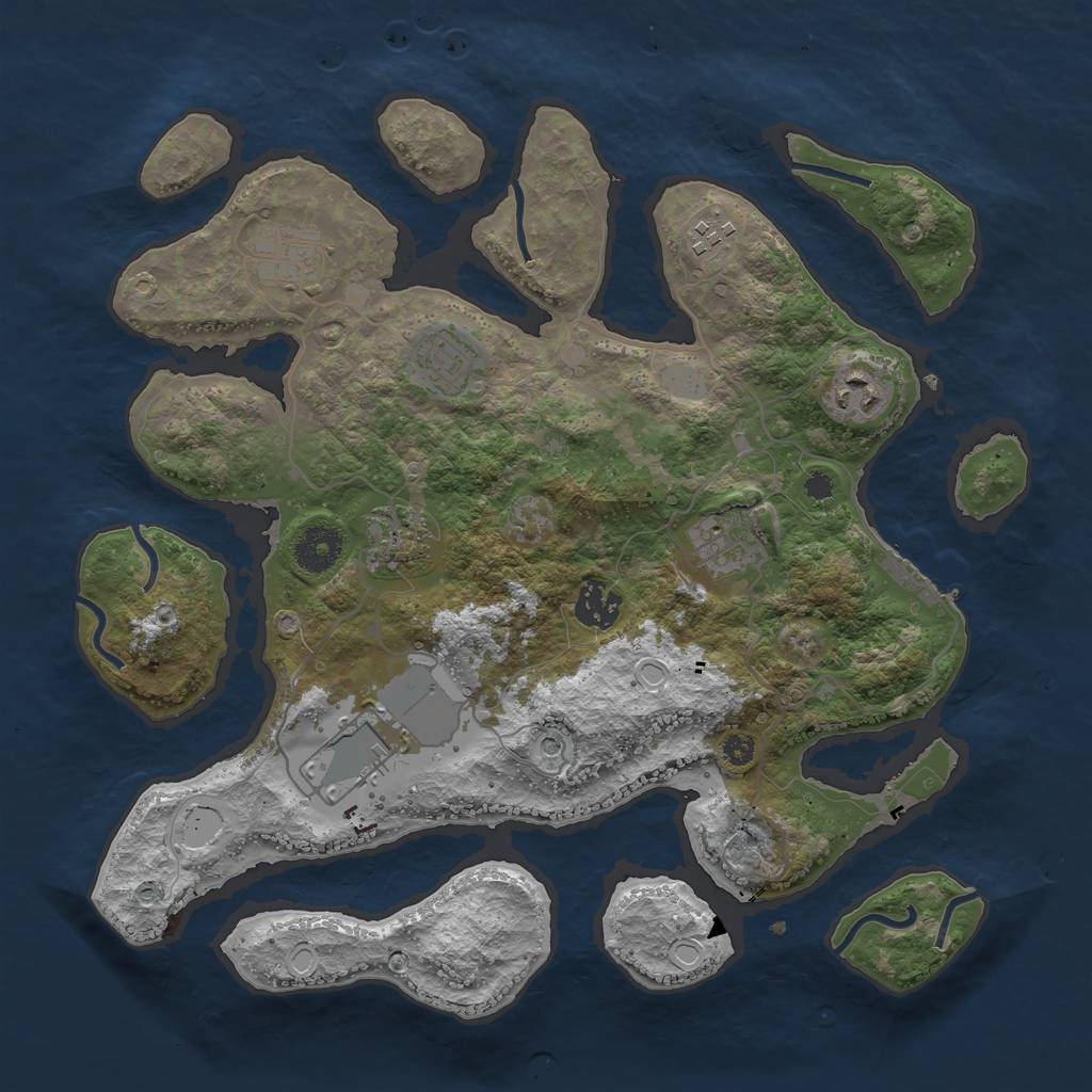 Rust Map: Procedural Map, Size: 3500, Seed: 1353235806, 15 Monuments