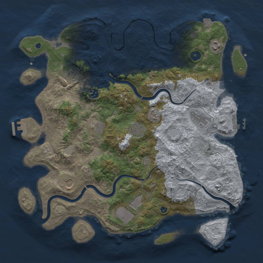 Rust Map: Procedural Map, Size: 3950, Seed: 997113861, 15 Monuments