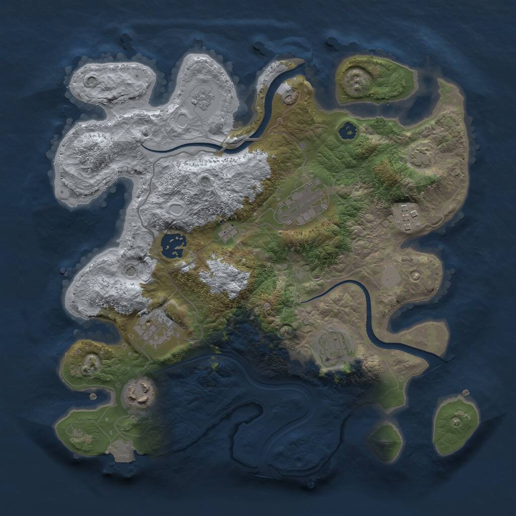 Rust Map: Procedural Map, Size: 3000, Seed: 1321886548, 10 Monuments